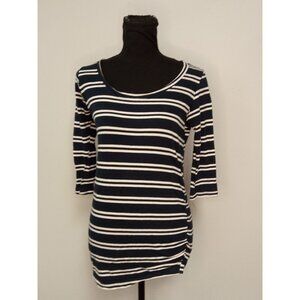 Mom's the Word Blue White Striped Maternity Top Size Small